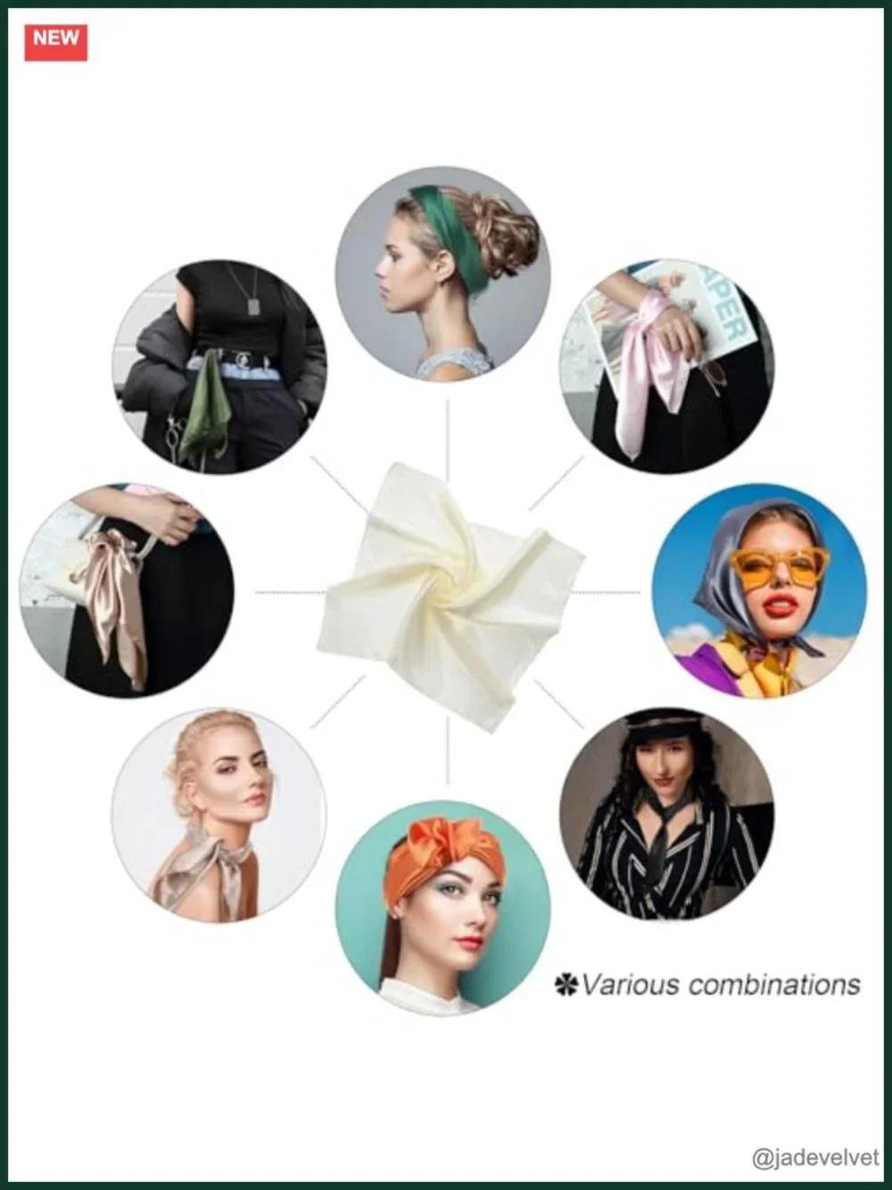 15 Piece Square Neck Scarf Set Small Silk Scarves Bandana Hair Wrap Neckerchief